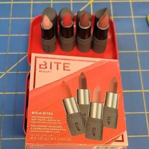 Bite Beauty Bold Bites Lipstick Collection Set of 4 In Red Tin New